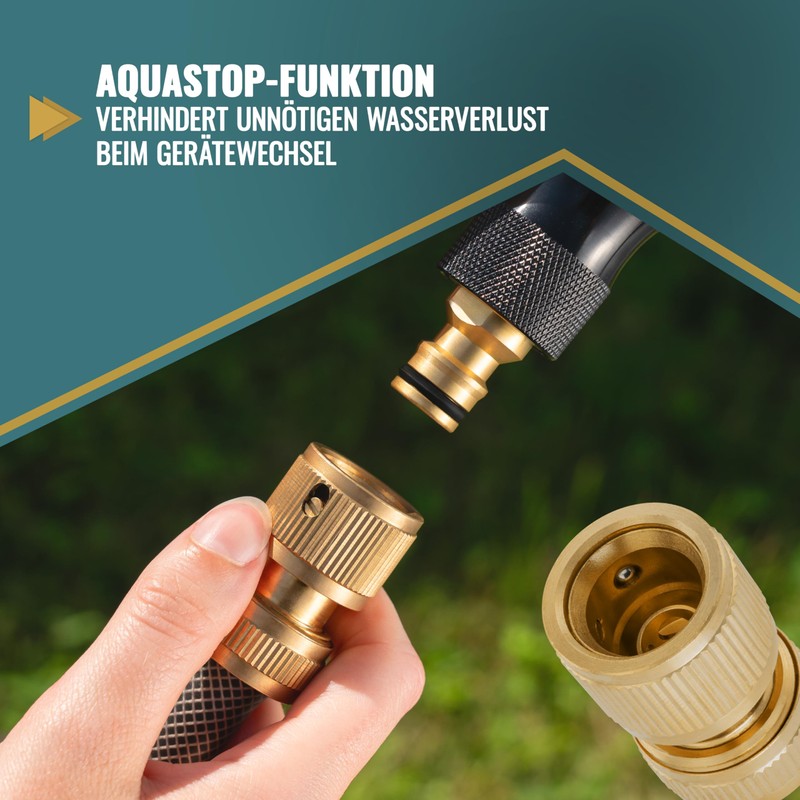 Poppstar Plug-In System Hose Coupling Brass with Water Stop for