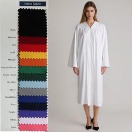 GAMYPET 6 Pcs Matte Choir Robe White Baptism Robes Unisex Blank Graduation Gown for College Church Pastor and Judge Costume Adults