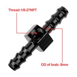 EVIL ENERGY 5/16 Barb Fuel Pressure Gauge Fitting Adapter with 1/8 NPT Sensor Gage Port Aluminum Black