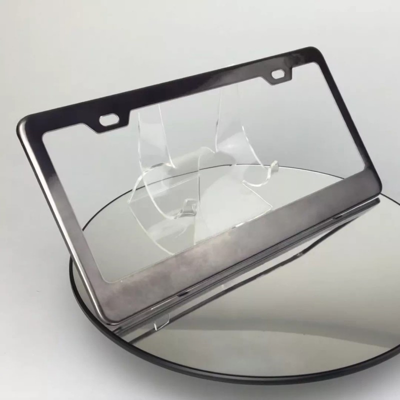 MotorVehicleParts Powder Coated Black Chrome Stainless Steel License Plate Frame