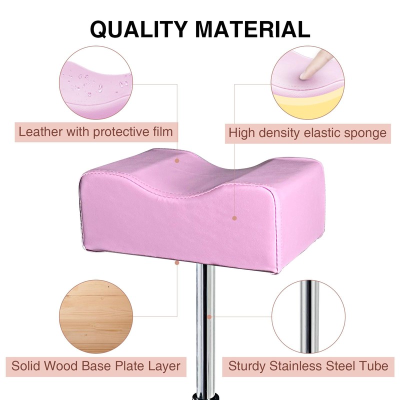 LOVEVLOGY LOVEVLOGY Pedicure Stool, Height Adjustable, H-Shaped Arch Cushion, Pink,