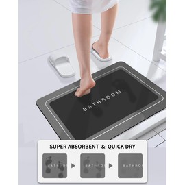 Deparnit Bath Mat, Bathroom Rugs Super Absorbent Shower Mats Quick Dry Thin Rubber Mats for Bathroom Floor, Bath Mat for Bathroom Non Slip, Shower Rug for Bathtub, Shower and Sink (17"x27", Dark Grey)