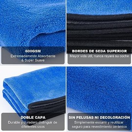 DASKING Kit Limpieza Coche, Guante y Toallas de Microfibra Premium de Lavado Coche, 2PCS Toallas (30 * 40cm) y 1PC Guante para la Limpieza de vehículo