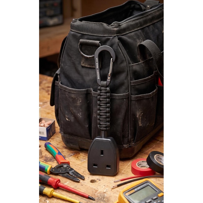 Socket Tester Holder with Paracord and Carabiner Clip, Multi-Colour, for