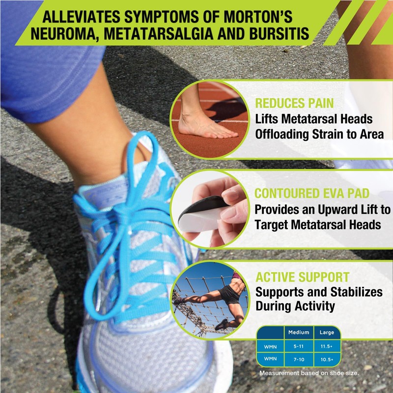 Pro-Tec Athletics Premium Metatarsal Pads (Pair), Large, Black