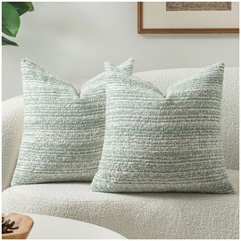 Zealax Pack of 2 Sage Green Decorative Textured Throw Pillow Covers 20x20 for Couch Bed Sofa Living Room,Soft Accent Pillows Luxury Cushion Cover Pillow Cases