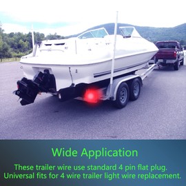 Serlainxin Trailer Wiring Harness Kit - 36ft Wishbond Boat Trailer Wiring, 4-Wire Kit with 4-Pin Connector, 4 Flat Male/Female Trailer Connector - Complete Wiring Solution for Safe Towing