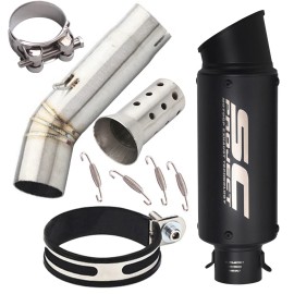 Unbranded For Suzuki GSX-S750 GSR750 2015-2020 Slip Exhaust Mid Pipe Muffler Tips Black
