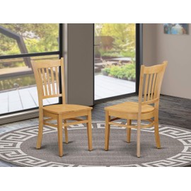 East West Furniture Groton dining chairs - Wooden Seat and OAK Solid wood Frame dining room chair Set of 2