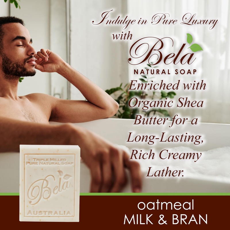 BELA Oatmeal Soap with Milk and Bran 3.3 OZ, Pack