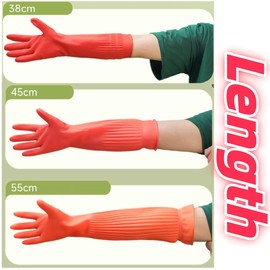 YONG-SHENG Cleaning Glove, Kitchen Dishwashing Glove, Heavy Duty Rubber Gloves, Waterproof Gloves, Non-slip and Corrosion-Resistant, Suitable for Housework Cleaning (Yellow, 45CM S)