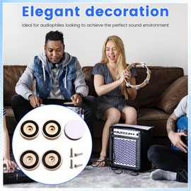 Snblzhef 4PCS HiFi Turntable Isolation Feet Stand Speakers Spikes Audio Pads, for Amplifier/Speaker/Turntable 40X15mm Gold