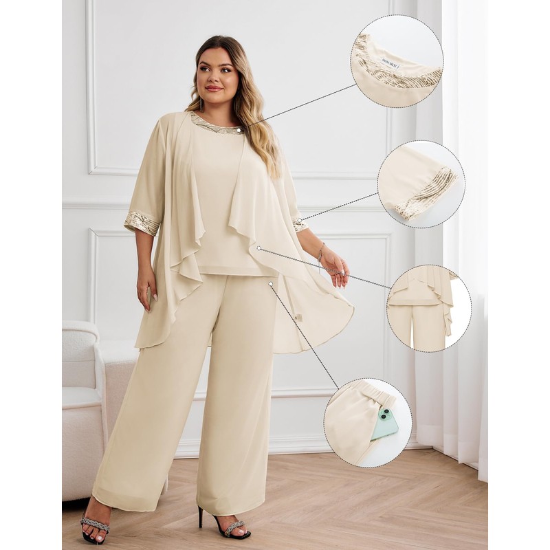 Hanna Nikole Women's Plus Size Chiffon Round Neck Mother of