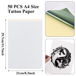 ASelected Tattoo Transfer Paper,50Pcs Tattoo Stencil Paper A4 Sizes Tattoo Thermal Stencil Transfer Paper for Tattoo Transfer Kit Tattoo Supplies