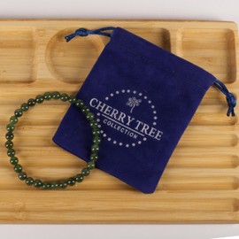 Cherry Tree Collection - Small, Medium, Large Sizes - Gemstone Beaded Bracelets For Women and Men - 6mm Round Beads (Nephrite - Small)