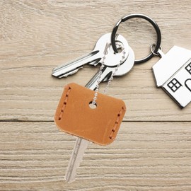 EXCEART 3 x small keycaps, car key case, key ID tag covers, protective key case, key identification tags, key caps, made of leather, key box, portable, brown