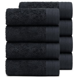 Weidemans Premium Towel Set of 12 Hand Towels 18" x 30" Color: Black |100% Cotton|12 Ultra Soft and Highly Absorbent Hand Towels for Bathroom, Gym, Hotel, Spa, Machine Washable