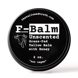 The Tallowed Truth F-Balm Tallow – Grass-fed, Grass-finished Tallow – 5 Ingredients Only – Canadian-made All Purpose Tallow Balm – Made in Canada – Tallow for Face & Body (2 oz (1-Pack), Unscented)