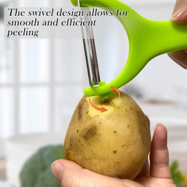 BlingKingdom 2 PCS Vegetable and Fruit Peelers, Stainless Steel Rotary Peelers Sharp Y-shaped Potato Peeler Kitchen Veggie Peeler (Green + Black)