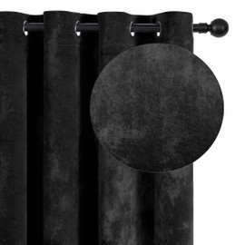 SNITIE Black Crushed Velvet Curtains 52" x 84" Luxurious Thermal Insulation Soundproofing and Light Filtering Window Treatments Ideal for Living Room Bedroom Office - Set of 2 Panels