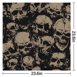 QsirBC Skull Square Silk Scarf, Summer Head Scarf, Hair Scarf for Women Soft Smoothness for Travel Yoga Handkerchief Shawl Sunscreen Gift 23.6× 23.6 Inches