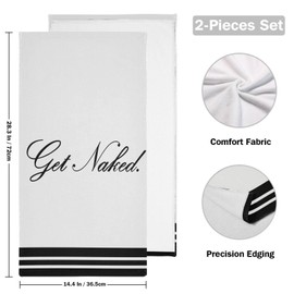 Black and White Stripes Bath Hand Towels Set of 2 Funny Quotes Get Naked Soft Absorbent Kitchen Dish Towel Abstract Modern Decorative Hand Towels for Bathroom Guest Shower Face Hair Gym 14"x28"