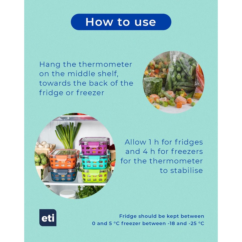 Fridge Or Freezer Thermometer 52 mm Dial, Colour Coded Zones.