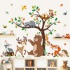 decalmile Wall Sticker Forest Animals Tree Wall Sticker Bear Deer