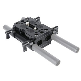 NICEYRIG Universal Baseplate with 15mm Rod Clamp (Set of 2) Baseplate with 1/4 and 3/8" Screw Hole Rod Support DSLR Equipment for DSLR Rigging Cage Camera Accessories - 228