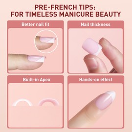 Beautilux French Press on Nails 120 Stück, 4 verschiedene Modelle Nägel Zum Aufkleben, 15 Größen, Soak Off Nägel für die Maniküre zu Hause (FJP120-03)