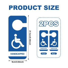 Gosknor 2pcs Handicap Parking Signs, 8.46x3.54 Inch Disabled Parking Permit Hang Tag with Wheelchair Symbol Plastic Handicap Car Placard, Easy to Hang (Blue)