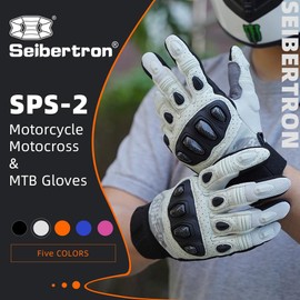 Seibertron SPS-2 Unisex Touchscreen Road Racing Motorcycle MTB Sports Gloves Also fit BMX MX ATV Mountain Bike Bicycle Cycling Off-Road/Dirt Bike Motocross etc Full Finger Adult White M