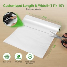 ROUUO 3Pack 11" x 10' Vacuum Sealer Bags Rolls,BPA Free,Heavy Duty,Leak-proof, Puncture Prevention,Freezer & Sous Vide Safe,Compatible with all vacuum sealer machines