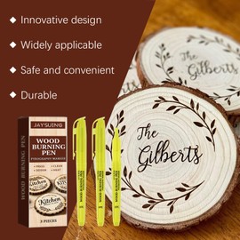 Wood Burning Pen Set, 3 Pieces, Pyrography Markers for Wood and Paper