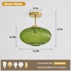 Feasey Green Semi Flush Mount Ceiling Light,Glass Ceiling Light Fixture