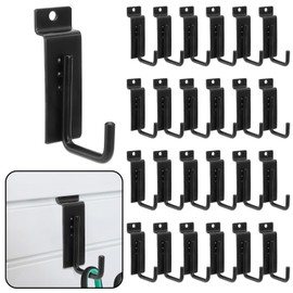 WRINGKIT 25 Pack Slatwall Hooks Hangers, Heavy Duty J Shaped Slatwall Panel Hooks, Metal Slat Board Hook, Slat Wall Hanging Display Accessories for Garage Organization, Retail, Home