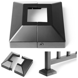 Hulave Split Post Base Cover - Fits 1.5"x1.5" Post/4"x4" Base for Indoor/Outdoor Iron Railing, Fence, Stair Decorative Skirt (1Pack-Black)