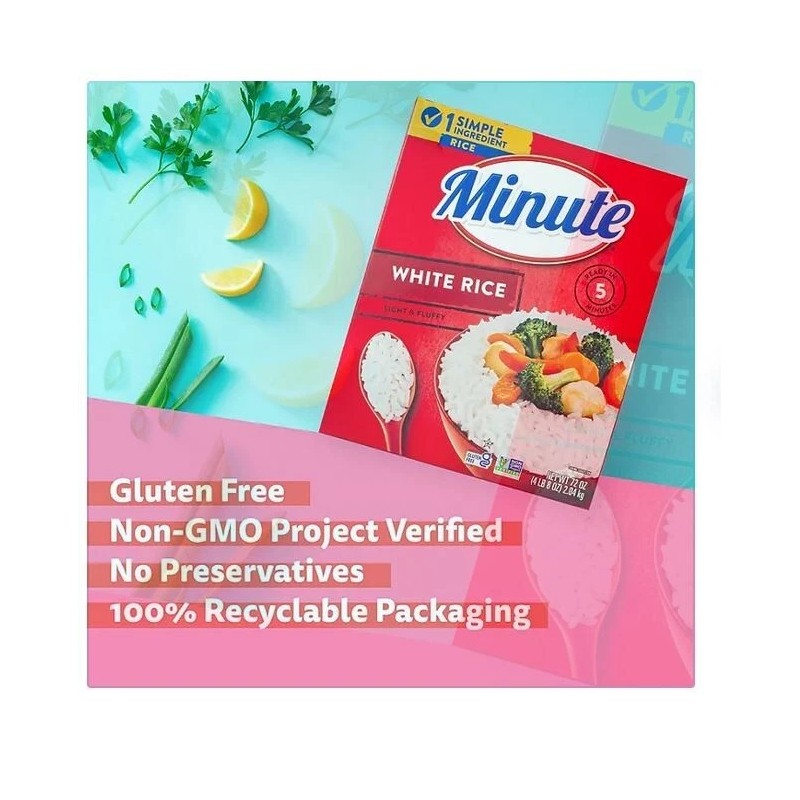 Minute Instant Light and Fluffy White Rice, 72oz.