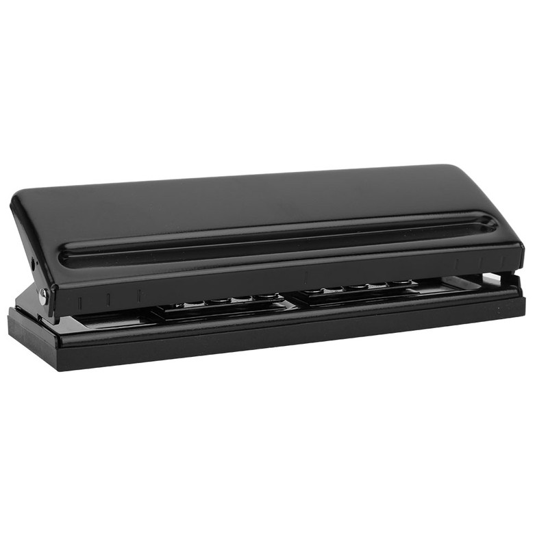 Six Hole Adjustable Punching Machine Paper Puncher Office Supplies Black