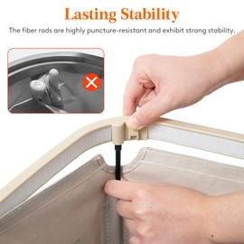 Lifewit 105L Laundry Basket with Lid, Large Laundry Hamper with Plastic Handles and Removable Bag, Foldable Tall Dirty Clothes Hampers for Laundry for Laundry Room, Bedroom, Bathroom, Dorm, Beige