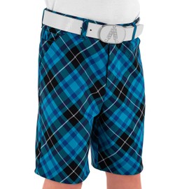Royal & Awesome Pantalones cortos de golf divertidos y divertidos para niños, Escocés azul, 29.5 Inch - X-Large