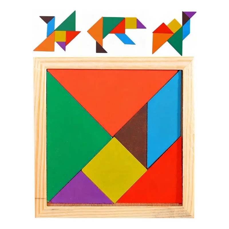 Tangram Juego Didáctico 3D Madera Educativo 7 Piezas Tangrama