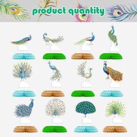 12 PCS Peacock Honeycomb Centerpieces Peacock Table Decorations Table Topper for Peacock Birthday Party Supplies Party Decorations