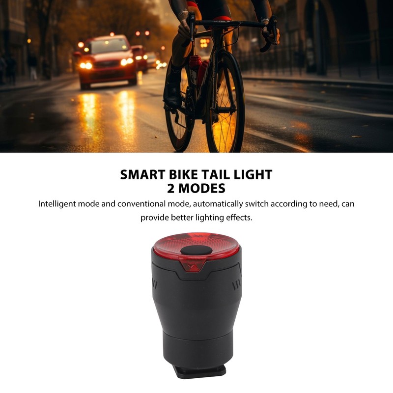 Smart Bike Tail Light Automatic On Off Rechargeable Red Back
