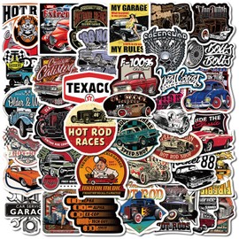 Pack of 100 Classic Cars Stickers Retro Waterproof Vinyl Stickers Graffiti Stickers for Car, Laptop, Motorcycle, Suitcase, Water Bottles, Guitar, Children, Adults