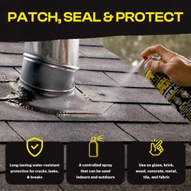 Sealant Spray, Waterproof and Air Tight Liquid Rubber Spray Seals, Prevents and Patches Leaks, Protects Surfaces, Works on Most Materials, Long Lasting, Dries Clear - 1 Can (14 Oz)