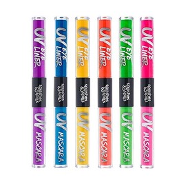 UV Blacklight Glow Eyeliner and Mascara Duo - 6 Color Variety Pack, 6ml – Day or Night Stage, Clubbing or Costume Makeup by Splashes & Spills