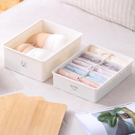 Luxury Bamboo Lid Bra Sock Underwear Organizer Storage Box,10 Cell +15Cell +1 Big Cell Cabinet Organizer Box for Bras,Underwear, Socks,Tie﻿(3Pack white)