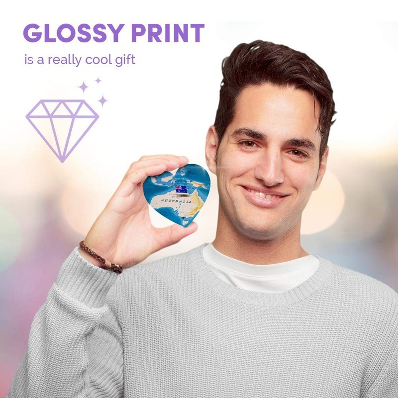 1 x Heart MDF Magnets - Australia World Map Flag