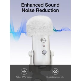 SUNMON Pop Filter for Blue Yeti Microphone, Furry Mic Windscreen Cover Compatible with AM8, SoloCast, Yeti Pro/Nano, Razer Mini,Razer Seiren V2 Pro and More Microphone (White)